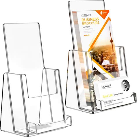 large clear acrylic brochure countertop style with business card holder